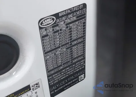 2023 Land Rover Range Rover Velar P250 S из США, поврежденный, VIN SALYJ2EX1PA354902